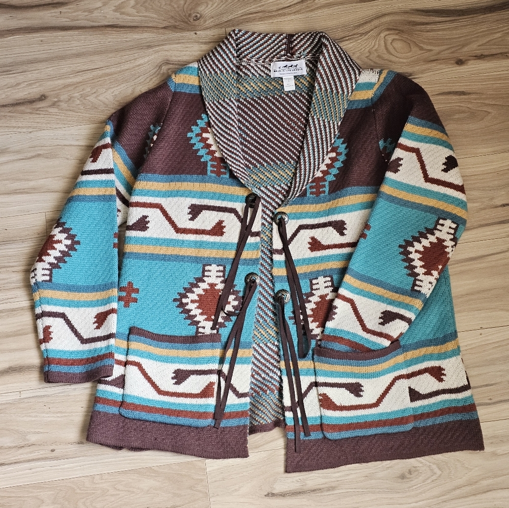 Back In The Saddle Western Southwestern Womens Equestrian Cardigan Size Large